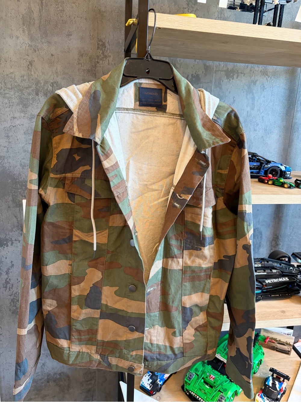 Nomad Hooded Military-Style Camo Jacket in Green & Brown